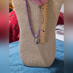 Designer Sterling Wuth 14k Trim Egg Shape Pendant On Amethyst  Bead Necklace